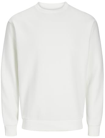 JACK & JONES Sudadera básica Cuello Redondo - Jersey de Manga Larga sólido JJEBRADLEY., Color:Blanco, Talla Sudadera:L