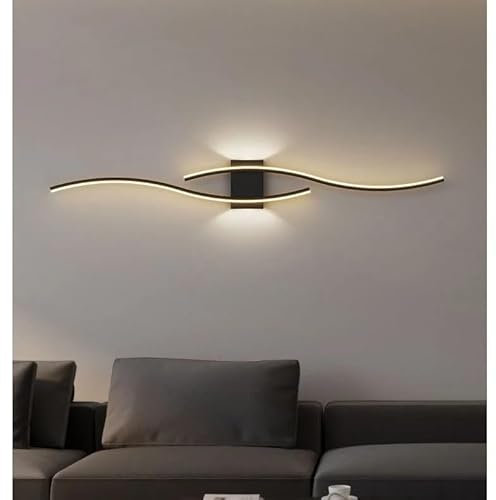 DELIPOP 27W Wandleuchte Innen LED, Kreative Linien Design Wandleuchte LED Warmweiß 3000K für Wohnzimmer, Schlafzimmer, Esszimmer, Flur, Schwarze 89CM