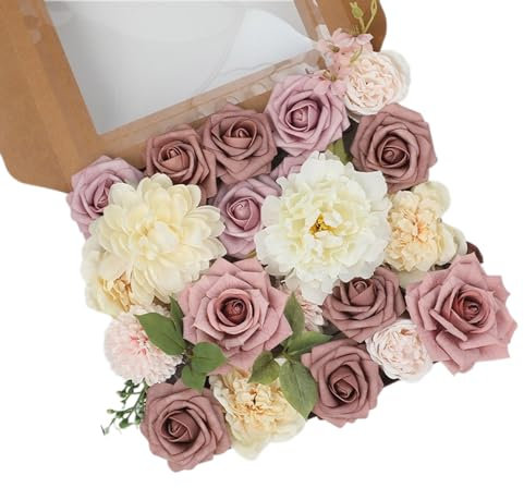 Rebellious Fiori artificiali, grandi fiori finti, grandi rose finte, fiori di seta, per feste di nozze, decorazioni per fiori di nozze