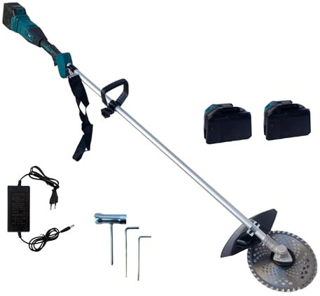 Decespugliatore Elettrico a Batteria Litio 88V Tagliaerba Tagliabordi Rasaerba Senza Fili include due Batterie, Caricabatterie e disco 40T ideale per giardinaggio fai da te