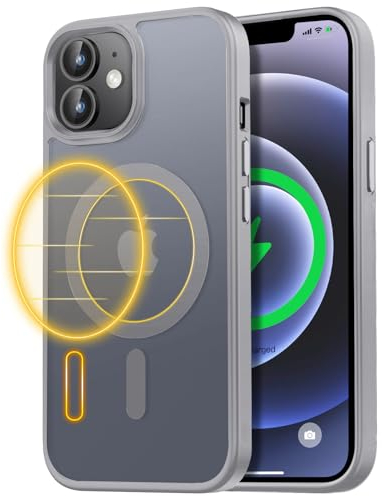 Andwing für iPhone 12/12 Pro Hülle Magnetisch [Kompatibel mit MagSafe] Matt Anti-Fingerprint Schutzhülle – Stoßfest Militärstandard (MIL-STD-810G), rutschfest für iPhone 12/12 Pro-Titan Grau