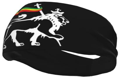 Sport Stirnbänder Damen & Herren Rasta Löwe Von Juda Haarband Elastisch Trainingsschweißbänder Feuchtigkeitstransport Sports Damen Stirnband, Für Winter, Fitness, 54-60cm