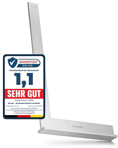 Kirner - Profi Schlosserwinkel mit Anschlag 300mm - Rostfrei & Verzinkt Anschlagwinkel Metall - für präzise Arbeiten im Metallbau und Werkstatt - exakter 90 grad Winkel mit Anschlag, Stahlwinkel