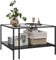HOMCOM Couchtisch, quadratisch, 2 Ebenen, mit Platte aus Hartglas, 1 untere Ablage, minimalistisches Design, Wohnzimmer Möbel, Maße: 73 x 73 x 46,5 cm, Schwarz