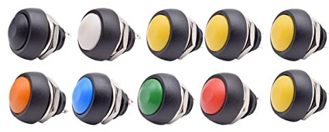 Travelfreely - Interruptor de 10 unidades (2 pines, 12 mm, 1 A, interruptor estanco, PBS-33B, 12 V, botón pulsador momentáneo, interruptor reinicializable, no bloqueable, PBS-33B