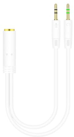 Cavo splitter per cuffie con microfono jack da 3,5 mm | PC femmina a doppio maschio da 3,5 mm | splitter a Y per cuffie e microfono | estensione ausiliaria per telefono e computer (0,22 m)
