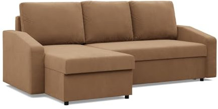 Mebligo - Ecksofa mit Schlaffunktion und Bettkasten 231 x 140 x 85 cm NEO Kollektion, Wohnlandschaft, Sofa L Form, Universal (Links und Rechts), Wohnzimmer Couch, Braun