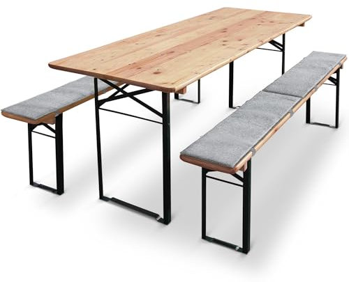 Miqio Design Filz Bierbankauflage- 4er Set, bequem gepolstert - Sitzauflagen für Bierzeltgarnitur - Sitzpolster für Bierbänke– 110x25 cm für Kurze und Lange Bänke geeignet - Hellgrau
