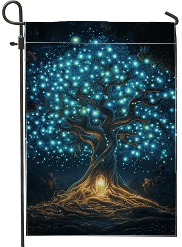 Outdoor Fahne Magischer Beleuchteter Baum Gartenflagge Langlebige Gartenfahne Personalisierte Fahne Für Außen Partys Balkon 30X45Cm