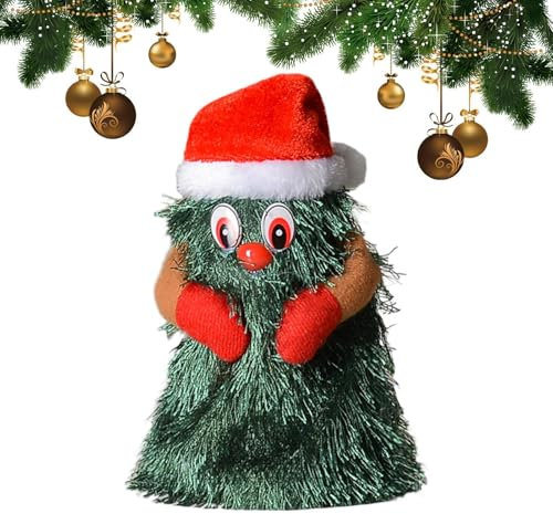 Xinhuju Animierter Weihnachtsbaum, animiertes Weihnachtsdekorations-Tanz- und Q-singendes Baumspielzeug |