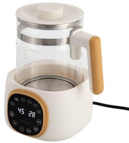 Weiß Flaschenwärmer, Edelstahl Baby-Flaschenwärmer Wasserkocher mit Temperatureinstellung 72 Stunden Thermostat Flaschenvorbereiter 1.3 L, für Babyflasche Tee Schokolade Kaffee