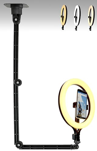 Decken Handy Licht Halterung, 28cm Wand RingLicht Handy Halter kompatibel mit Samsung und iPhone 16 15 14 13 12 11 Smartphones