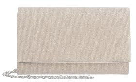 Leslii Clutch Handtasche Damen-Tasche Festlich Hochzeit Abschlussball Tasche (Glitzer Creme)