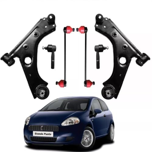 W-Parts Kit Bracci Sospensione Anteriore Per Avantreno 6 Pezzi - Bracci + Biellette Barra Stabilizzatrice + Testine Scatola Sterzo Per FIAT GRANDE PUNTO