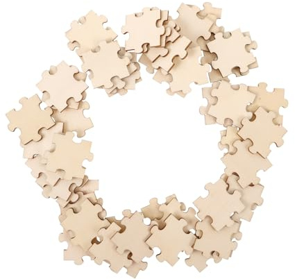 UKCOCO 50stücke DIY Holz Puzzle Rohlinge Bastelholzteile Naturholz Puzzle Zum Selbermachen Für Kreative DIY-projekte Und Puzzlespielzeug Für Altersgruppen