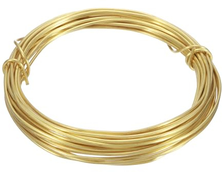 sourcing map 14 Gauge Brass Craft Wire, 25 ft Jeweler's Brass Wrapping Wire | Flexible Bendable Round Wire for Jewelry Making, DIY Crafts, Modeling, Decorations