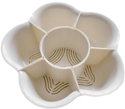 FONDOTIN Rotating Six-compartment Hot Pot Vegetable Platter with Drain Basket Reusable Multi-functional Food Organizer for Bbq and Family Gatherings Kitchen Supplies in White