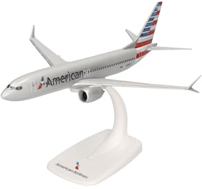 Herpa Avion Snap-Fit Miniature American Airlines Boeing 737 Max 8 - N306RC, Miniature à l’échelle 1:200, Objet de Collection, modèle avec Socle, Plastique
