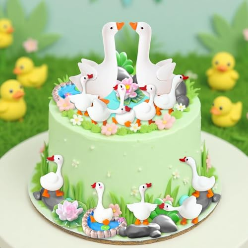 25 Stück kleine Ente Geburtstagskuchen Dekoration, Kuchen Zubehör, Glückstag Dekoration, Fischteich Thema Baby Party