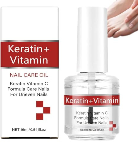 Keratin & Vitamin C Nail Strengthener & Cuticle Oil, Growth Treatment for Dry Damaged Nails, Moisturizing Repair with Keratin Protein for Strong Healthy Nails