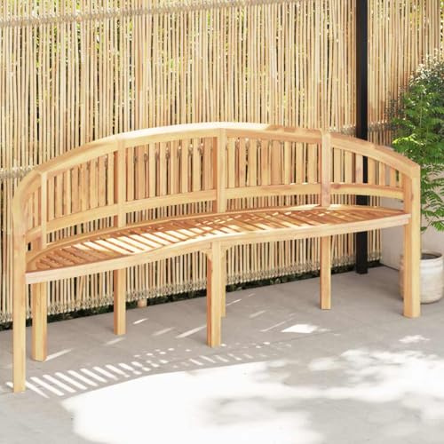 Teenpull Banco de plátano, 200 cm, madera maciza de teca, lijado, resistente a la intemperie, banco de jardín para terraza, porche, asientos al aire libre