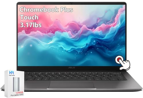 ASUS Chromebook Plus Laptop Touchsceen - 8Core Intel i3 Beat i3-1215U -14inch FHD Display -8GB RAM| 256GB +128GB SSD Card -Goole AI Laptop - School Students Kids 8-12