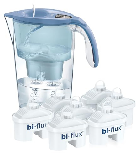LAICA Stream Line Caraffa Filtrante Acqua - 6 Filtri bi-flux, 2,3L, Blu