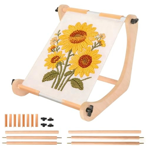 Stickrahmen Eckig, Verstellbarer Stickständer Holz, 30cm/40cm Stickrahmen Set mit 8 Rutschfeste Klammern, Embroidery Hoop, Stickrahmen Holz für Kunsthandwerk, Stickerei, Nadelspitze