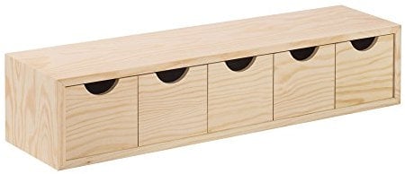 Mini cajonera de madera con cinco cajones 12x57x13cm