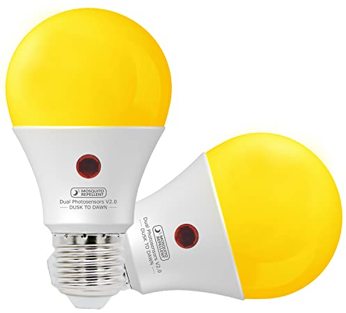 SINCELIGHT Mückenschutz LED glühbirne mit dualem dämmerungssensor für Außenbeleuchtung, auto ein/aus, Nachtbirne von der Dämmerung bis zum Morgengrauen, 9W, E27 Sockel, 1600K Warmweiß, 2 Stück