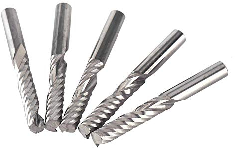 Schaftfräser, Hartmetall Spiral Schaftfräser Einnuten Fräser CNC Fräser zum Schneiden von Acryl, PVC, MDF 5 Stück 6mm x 32mm
