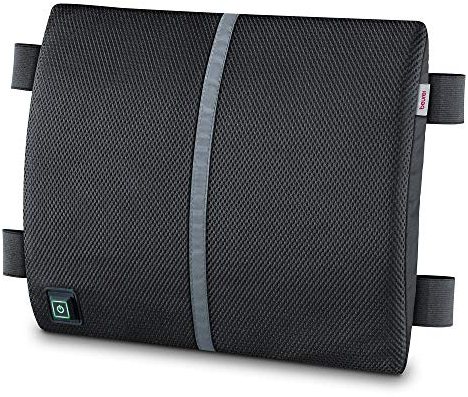 Beurer HK 70 Dossier de fauteuil avec fonction de chauffage, coussin de soutien du dos pour une posture d'assise ergonomique, coussin chauffant intégré, peut également être utilisé en voiture