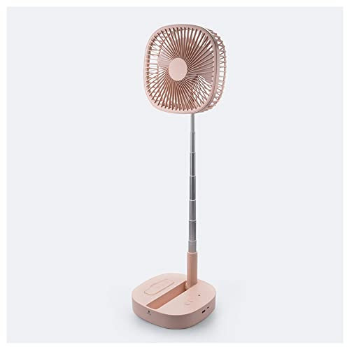 Pedestal Fans, Standing Fan, Foldable and Telescopic Floor Fan, mini Desk Fans with Remote Control, Timer setting Function, 4 Speeds Super Quiet Rechargeable USB for Home Outdoor and Office,Pink