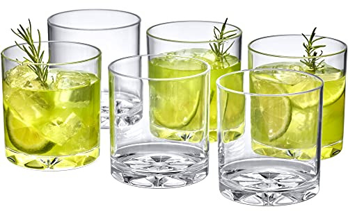 Amazing Abby Liberty Kunststoff-Trinkgläser, 340 ml, wiederverwendbare Kunststoffbecher, BPA-frei, bruchsicher, spülmaschinenfest (aus Kunststoff, kein Glas), 6 Stück