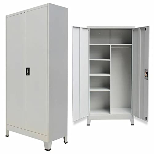Panana Metal Storage Office Cabinet 2 Door Cupboard Wardrobe Shelves Locker Steel