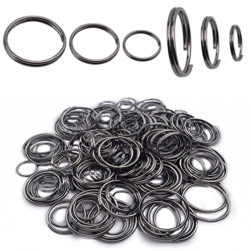 200 Stück Gun Black Double Jump Rings Metal Open Jump Rings Split Ring Keyring Connectors for DIY Bracelet Necklace Earring Jewelry Making Supplies, 10mm/16mm/20mm