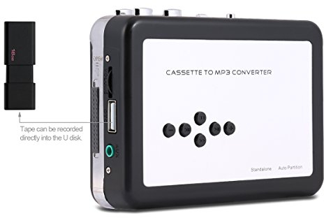 Reshow Portable Cassette Player, USB Cassette to MP3 Converter, Audio Tape to Digital Converter (White)
