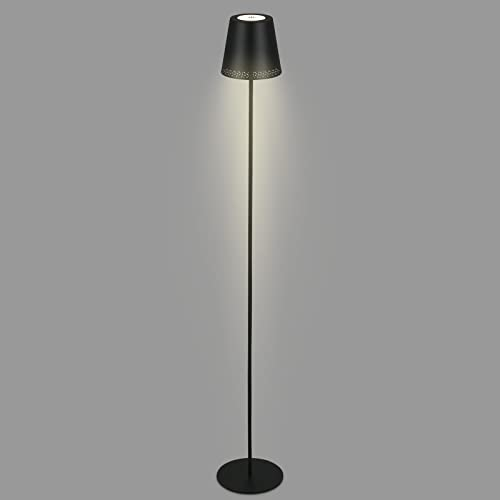 BRILONER – LED Akku Stehleuchte 3 in 1, Stufenweise Dimmbar, Touch, LED Stehleuchte Aussen, Stehlampe kabellos, Schwarz