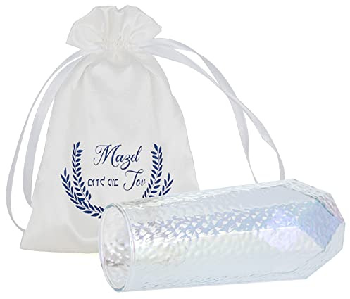 DOUDIZHU Chuppah Bruchglas für jüdische Hochzeit, jüdisches Hochzeitsglas für Paare, Hochzeitszeremonie, Hochzeit, Verlobung, Geschenk, irisierendes Glasgefäß für Bräutigam mit Kordelzugbeutel