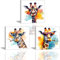 Piy Painting Süße Giraffe Leinwandbilder 3er-Set Wandkunst Malerei Tierbild Bunt Kunstdrücke Mit Eingebautem Rahmen für Jungen- und Mädchenzimmer (30x30cm)