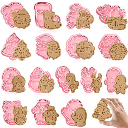 16 Stück Ausstechförmchen Weihnachten, Weihnachten Keksausstecher Weihnachten Ausstechfomen 3D Kunststoff Ausstecher Plätzchen Ausstecher, Für Tortendeko Kekse Backen Küche Zubehör (A)