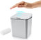FEBHBRQ Automatischer kleiner Aufsatz-Mülleimer mit Deckel, berührungsloser Mini-Mülleimer für Büroschreibtisch/Nachttisch/Kaffeebar, 6 l, Batterien, Grau