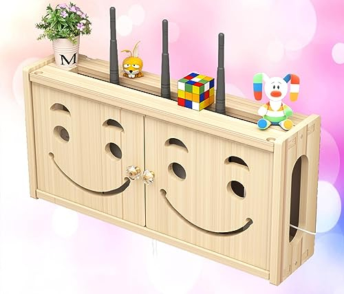 Wandmontage Router Kasten WLAN Box Verstecken Router Regal Ohne Bohren Storage Shelves Wood Holz Schwimmendes Regal,A-48x24cm