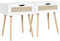 Yaheetech Nachttisch 2er Set Beistelltisch Rattan Nachtkommode mit Schublade Schlichter Boxspringbett Nachtschrank Holzbeine Sofatisch Nachtkonsole 48,5 cm L × 41 cm B × 57,5 cm H, Weiß