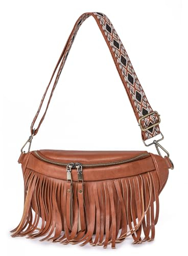 Eysee Umhängetasche Damen, Crossbody Bag Damen Breiter Gurt, Umhängetasche Elegant Klein Stylisch (Braun)