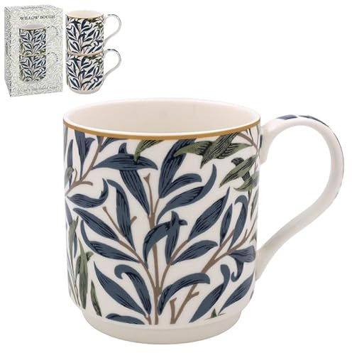 The Leonardo Collection Lesser & Pavey Set of 2 Stackable Mugs | British Designed Stacking Mugs For All Kitchens | Stacking Mugs For Modern Kitchens With Lovely Designs - William Morris