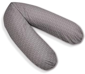 pic Bear Premium Stillkissen - hochwertiges Schwangerschaftskissen - anschmiegsames Lagerungskissen aus Baumwolle - schadstofffreies Seitenschläferkissen (Little Stars Grey, 194 cm Premium)