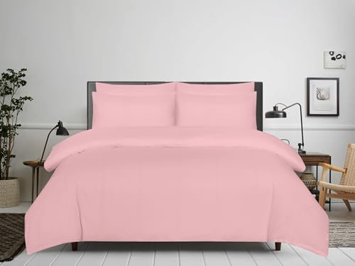 APEX FURNISHINGS King Size Duvet Cover Sets - 100% Brushed Microfiber Bedding Quilt Cover with Pillowcase - Blush Pink