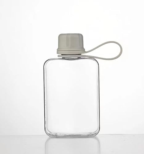 IDIDG Flat Water Bottle Travel Flask Portable 8.2 oz BPA Free Tritan Square Water Bottles Leakproof Slim Water Bottle for Purse Travel Pocket Sports Fitness (Grey, 8.2 OZ)