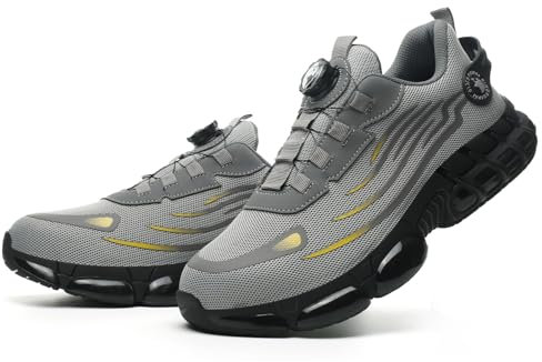 QINGRUIPAI Sicherheitsschuhe Herren Sportliche Arbeitsschuhe Leicht Trends Drehknopf Anti-Smash und Anti-Punktur Arbeit Versicherung Schuhe Unisex